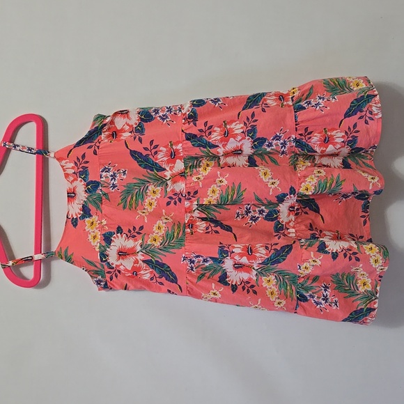 GAP Kids Girls Pink Tropical Floral Tiered Dress Size Small 6/7‎ Luau Cotton - Picture 13 of 13